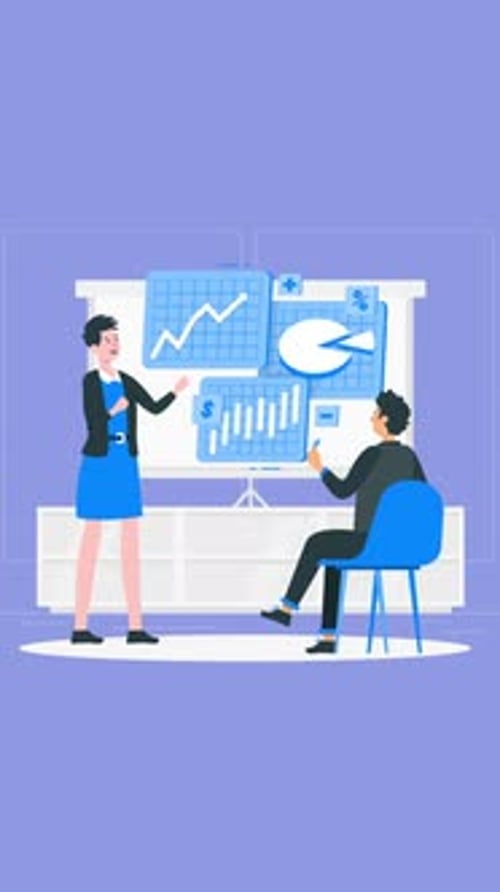 Office Worker Showing Business Presentation To His Boss Vertical