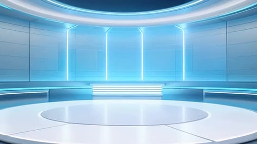 podium Futuristic showcase with platform for product displaying. Empty modern stage display
