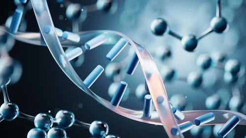 Animated Rotating DNA Double Helix and Molecular Background