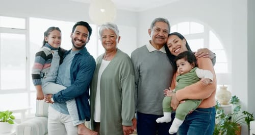 Smiling Family Together in their Home