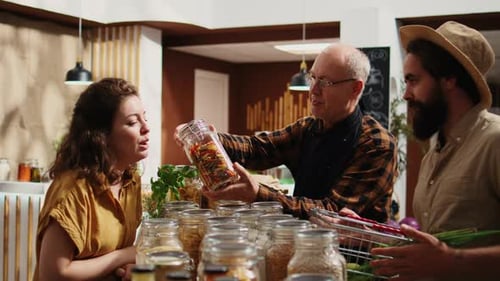 Grocery Shopping in a Fresh Local Food Store