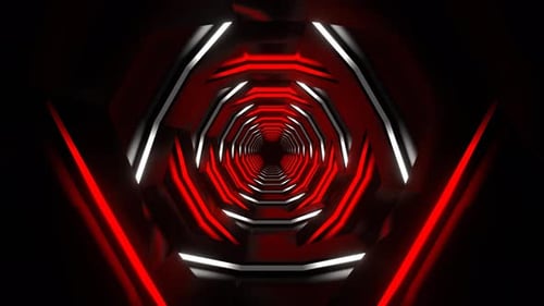 Red And White Pulsing Neon Dark Tunnel Background Vj Loop In 4K