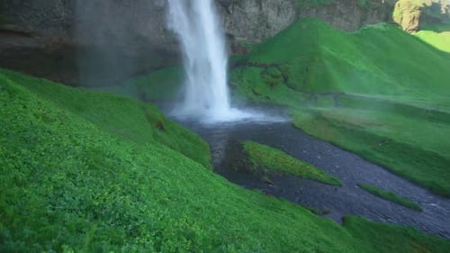 Waterfalls in Iceland filmed during summer 2019. This is the famous seljalandsfoss waterfalls in sou