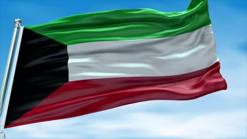 Kuwait Flag Waving Realistic Fabric Animation