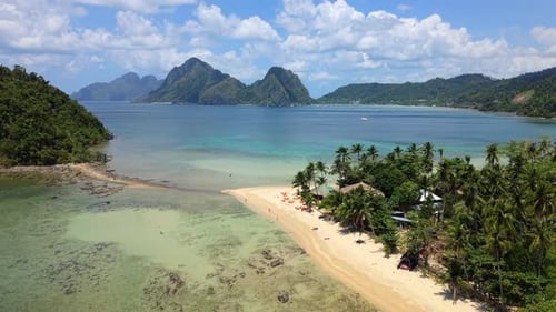 Aerial View of Las Cabanas Beach in El Nido Palawan Philippines