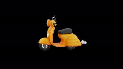 Modern 3D Animated Orange Scooter Icon