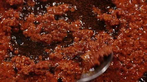 Cooking Tomato Sauce Top View Classic Homemade Italian Tomato Sauce for Pasta and Pizza in the Pan