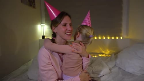 Loving Mother and Child Celebrate Birthday at Home