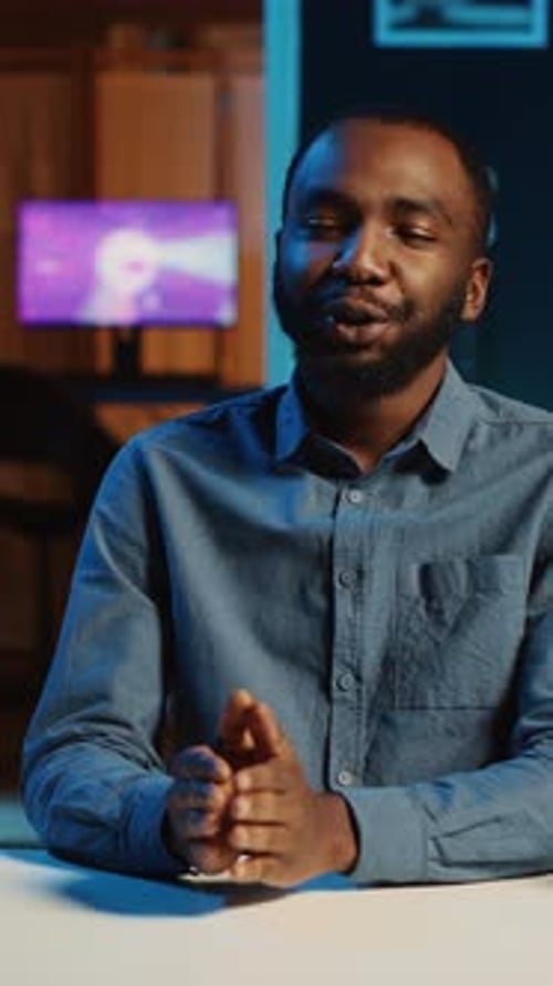 Vertical Video Influencer Records Vlog in Studio