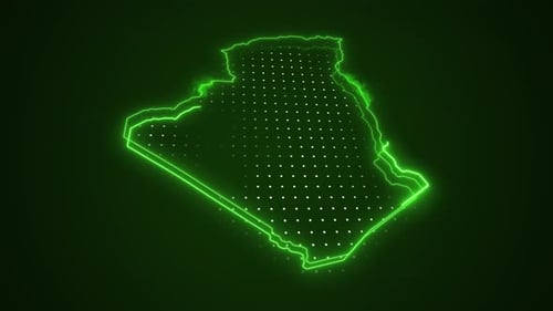 Digital Neon Glowing Country Map Outline Animation