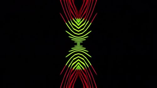 red green flowing glowing line in dark vj loop abstract background