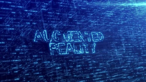 Augmented Reality Concept Over Blue Futuristic Technology Network with Digital Cyberspace Background