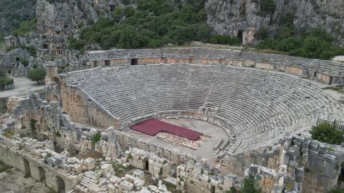 Ancient Theater of Myra Seen From Above in Circular Panorama