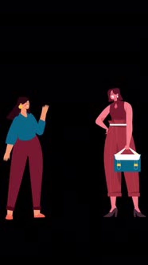 Two Women are Talking Vertical Alpha Channel