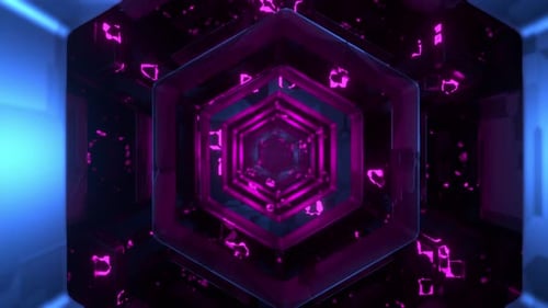 Camera movement in a hexagonal tunnel. Camera movement with rotation through a grid of hexagons.