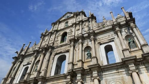 Ruin of St.Paul cathedral time lapse on a sunny day,