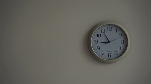 Wall Clock Ticking Showing Nine Hours, Timelapse