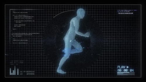 Digitaler Bildschirm mit laufender menschlicher Figur