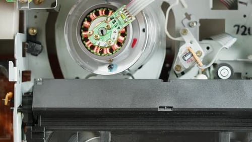 Old Video Recorder Inside Closeup VHS