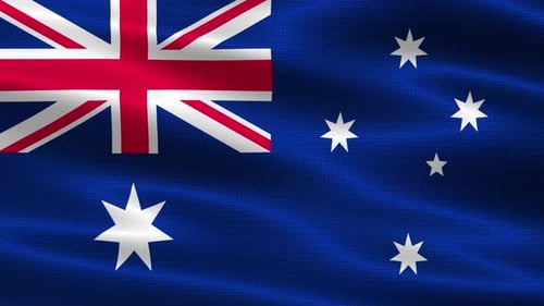Australia National Flag Realistic Waving Animation