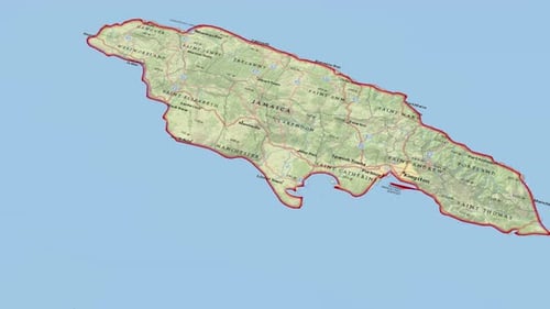Animated Digital Map of Jamaica with Cities and Districts