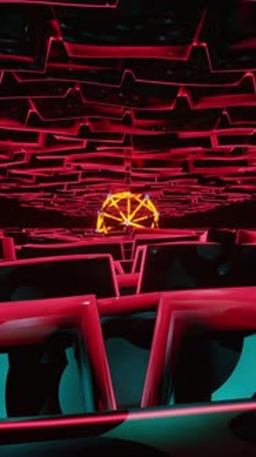 A bunch of black and red bricks and yellow star in the middle. Looped animation