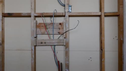 Wall Frame with Electrical Wiring Construction Background