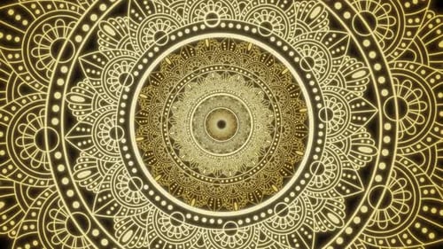 Glowing Golden Mandala Sacred Geometry Loop Background