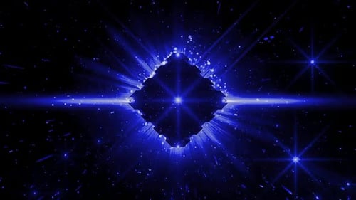 Blue Sparkling Lights Square And Dark Background