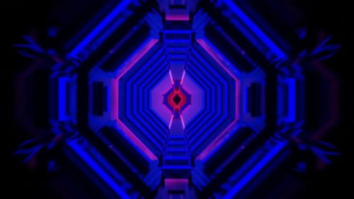 Futuristic Neon Geometric Light Tunnel Loop Background Animation