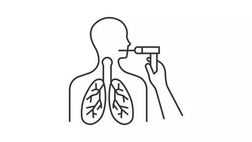 Inhaler Usage with Lung Anatomy Line Animation
