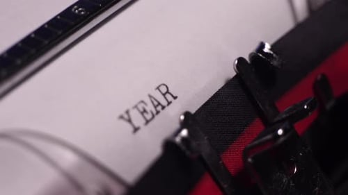 Year 1895, Typing on Vintage Typewriter and White Paper, Close Up