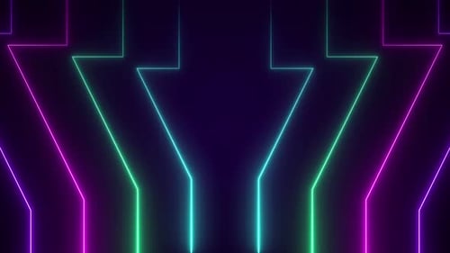 Neon Geometric Lines Abstract Tunnel Loop Background