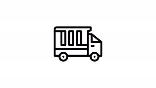 Flat Design Animated Dump Truck Line Icon