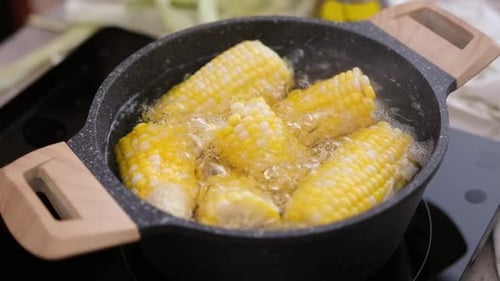 Corn on the Cob Boiling in Pot