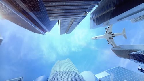 Ordos Airplane Landing Take Off City Skyscraper Road Sign