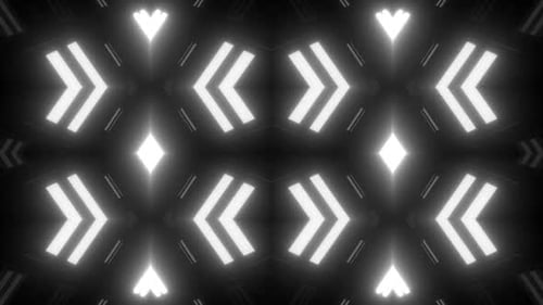 Dynamic digital tunnel with glowing arrows and diamond lights