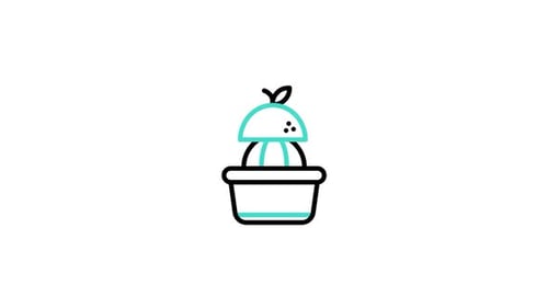 Animated Flat Design Orange Juicer Squeezing