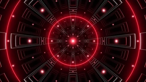 Glowing Red Geometric Shape Line Art Background Vj Loop