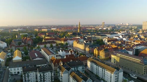 Drone Establishing Shot of Copenhagen Featuring the Famous Little Mermaid Statue