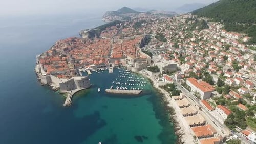 Aerial view of the Old Town of Dubrovnik and beautiful Adriatic sea, Croatia