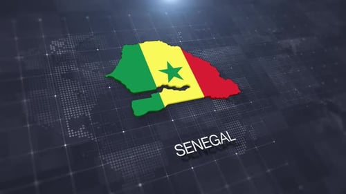 Senegal 3D Map and Flag Reveal Animation