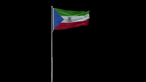 Equatorial Guinea Flag Waving Animation on Flagpole