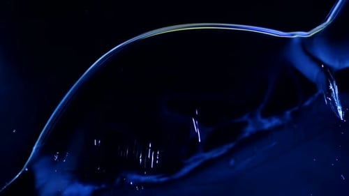 From a thin blue line emerges a complex unreal jellyfish with a thin delicate skin and oodles of bea