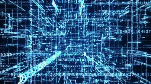 4k Binary Numbers in Futuristic Grid Digital Technology with AI and Data Networks