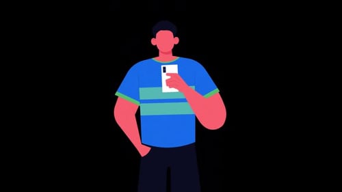 Animated Flat Design Person Using a Smartphone