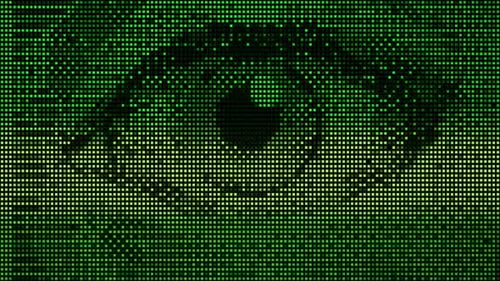 Digital Eye Scan Animation – Futuristic Biometric Security Grid Background Loop