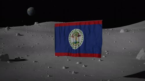 Belize Flag on Moon with Earth in Space Animation