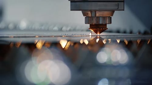 Industrial Laser Cutting Metal with Sparks