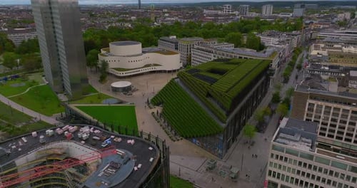 Establishing Aerial Shot Revealing the Largest Green Facade in Europe a Green Building Envelope to